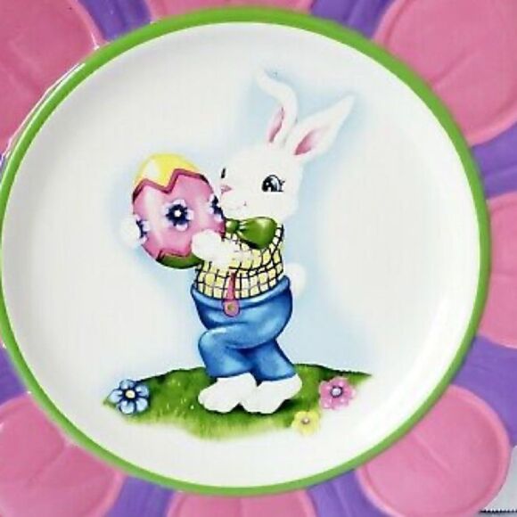 Christopher Radko CELEBRATIONS 12" Flower Shaped Dolomite Plate 2011 Bunny - Picture 4 of 6